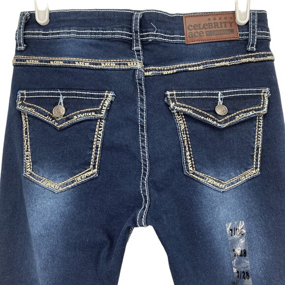 Celebrity Ace Women's Denim Jeans Size 7/28 Boot Cut Mid Rise Stretch Blue NWT - Picture 4 of 11